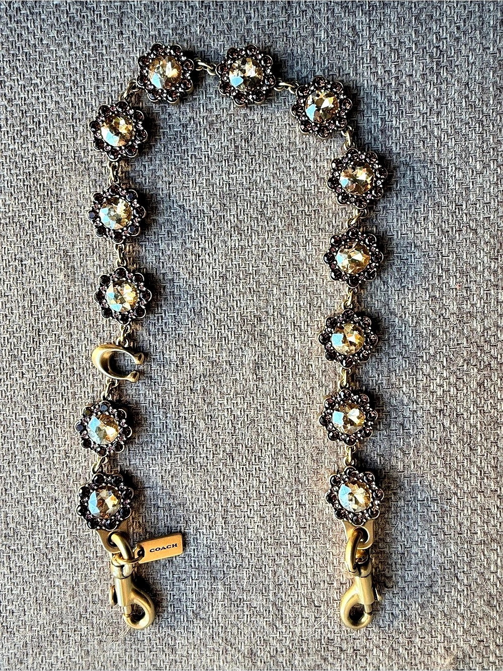 Coach Short Jewelry Chain Strap Jeweled Chain Strap in Gold & Brown Like New